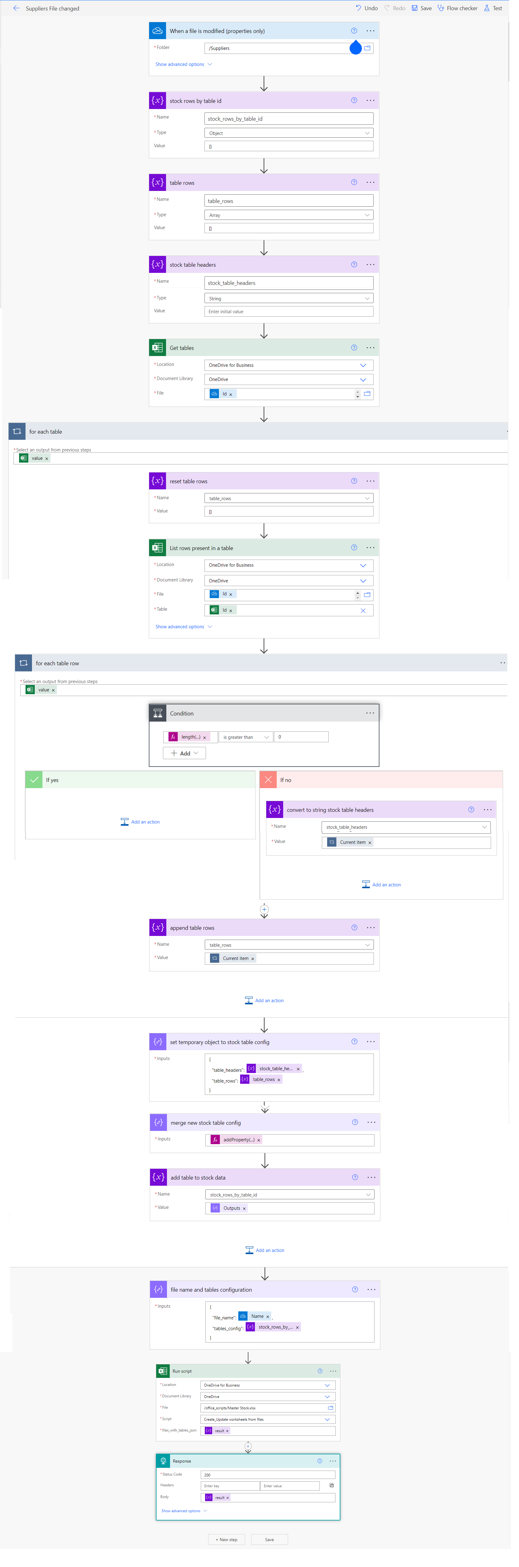 stock management automate flow office scripts excel